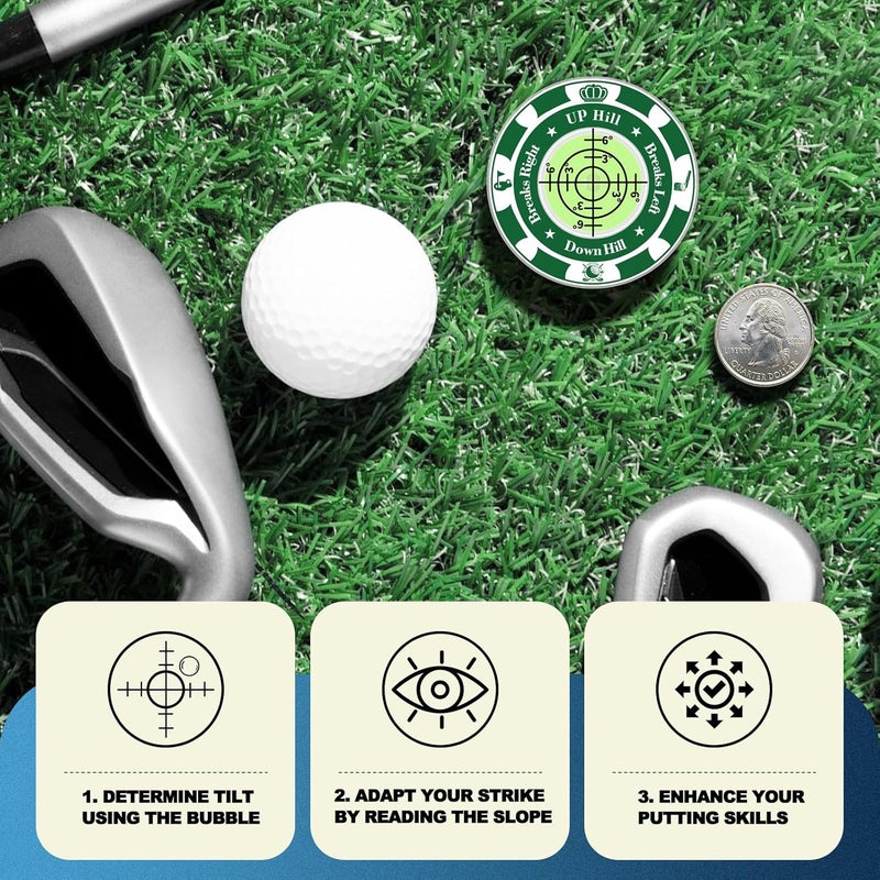 Tsocent Golf Green Reader, 2 Pack Ball Marker for Putting Green with High Precision Horizontal Bubble, Golf Accessories Putt Aid Tool with Hat Clip, Present for Men Women - Image 5